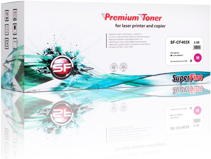 Картридж SuperFine CF403X для принтеров HP Color LaserJetPro M252/ 277 2.3K Magenta Картридж SuperFine CF403X для принтеров HP Color LaserJetPro M252/ 277 2.3K Magenta