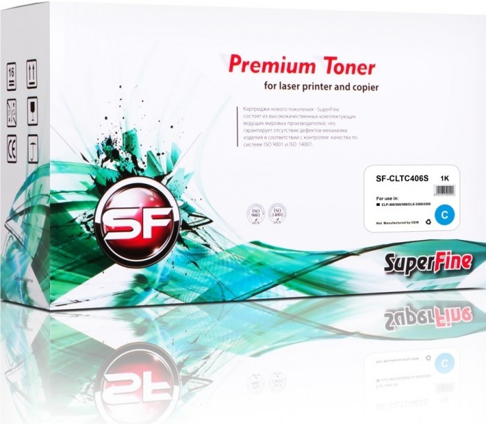 Картридж SuperFine CLT-406C для принтеров Samsung CLP-360/ 365/ 368/ CLX-3300/ 3305 1K Cyan Картридж SuperFine CLT-406C для принтеров Samsung CLP-360/ 365/ 368/ CLX-3300/ 3305 1K Cyan